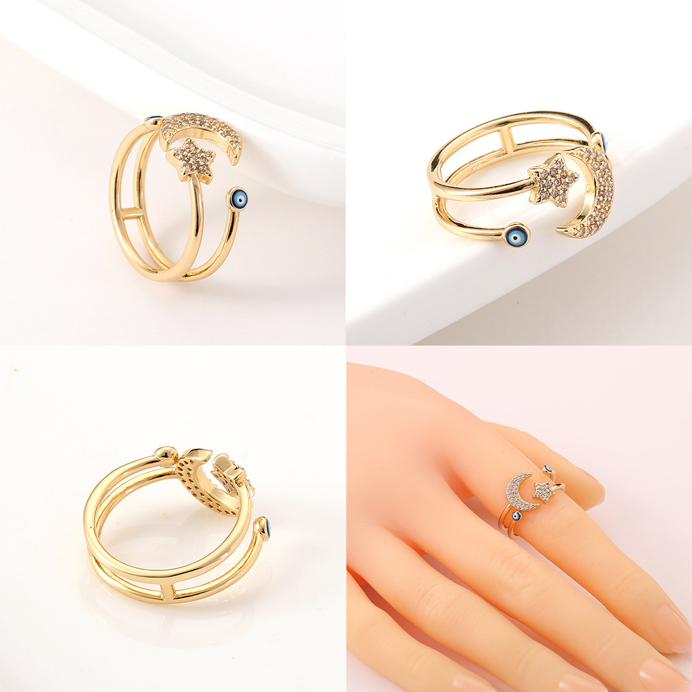 18K Evil Eye Ring Zircon Jewelry Party Holiday Gift Women